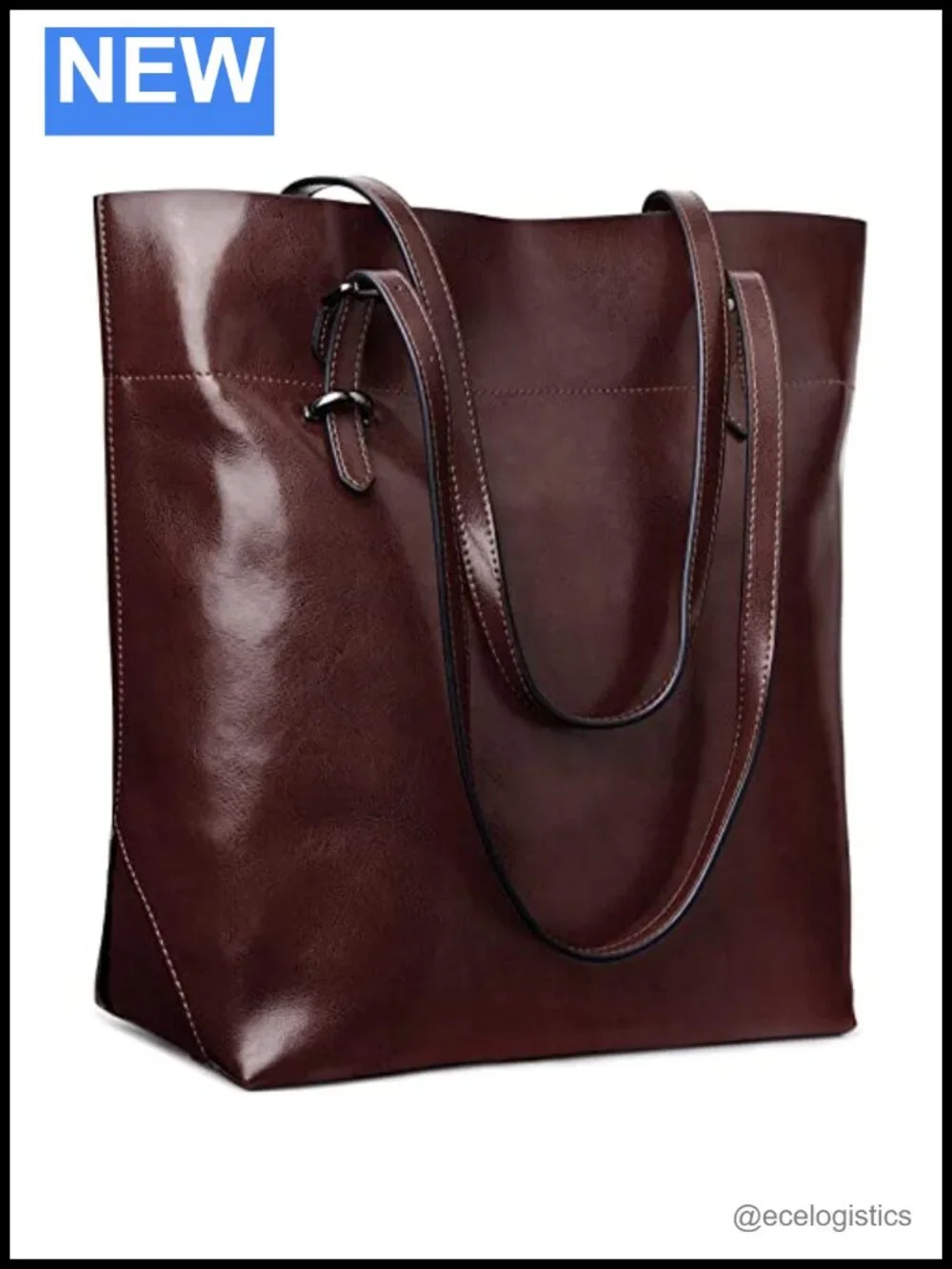 Genuine Leather Tote Handbag Large Capacity Adjustable Straps Work Office